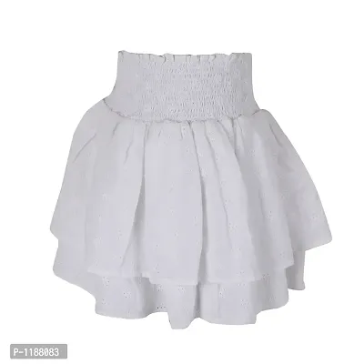 Cotton Dyed White Elasticated Dress  for Girls-thumb2