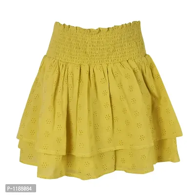 Cotton Dyed Yellow Elasticated Skirt for Girls