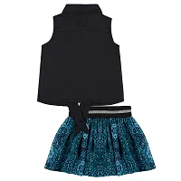 Black Rayon Top With Printed Skirt-thumb1