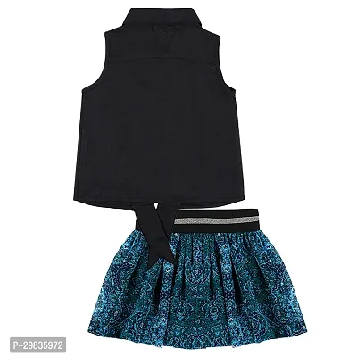 Black Rayon Top With Printed Skirt-thumb2