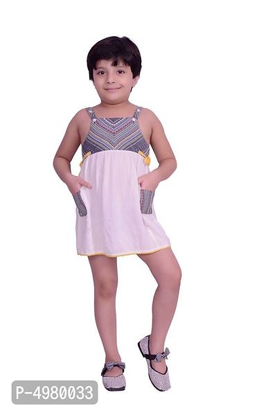 Stylish Girl's Cotton Solid Fit And Flare Dress