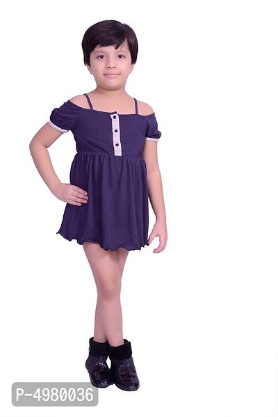 Stylish Girl's Cotton Solid Fit And Flare Dress