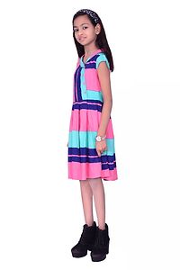 Stylish Girl's Rayon Printed Fit And Flare Dress-thumb2