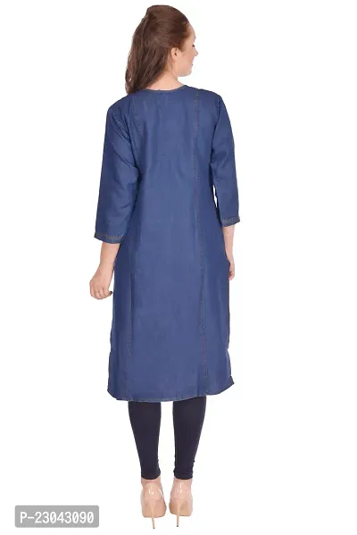 Shoppertree Blue Denim Kurta for Woman-thumb2