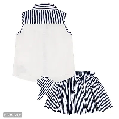 Trendy Rayon Striped Skirt With White Top For Girls-thumb2