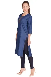 Shoppertree Blue Denim Kurta for Woman-thumb3