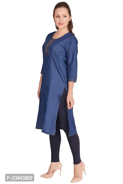 Shoppertree Blue Denim Kurta for Woman-thumb4