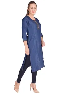 Shoppertree Blue Denim Kurta for Woman-thumb2