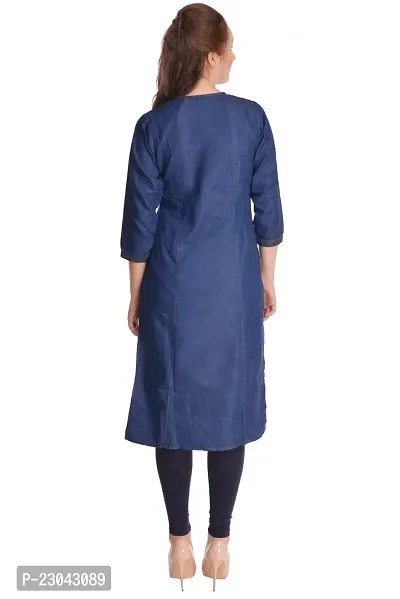 Shoppertree Blue Denim Kurta for Woman-thumb2