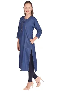 Shoppertree Blue Denim Kurta for Woman-thumb2