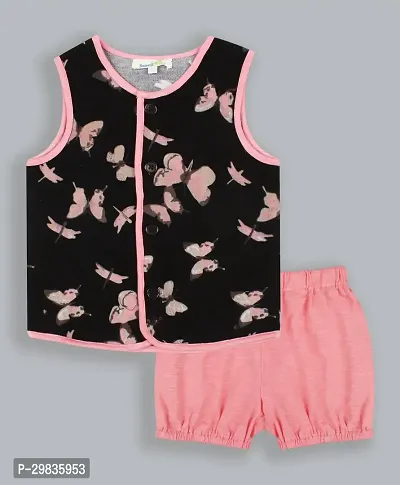 Trendy Cotton Blend Printed Top with Bloomer Set