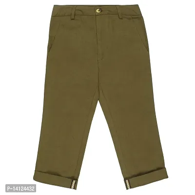 ShopperTree Cotton  Linen Khaki Colour Full Length Trouser for Boys-thumb0