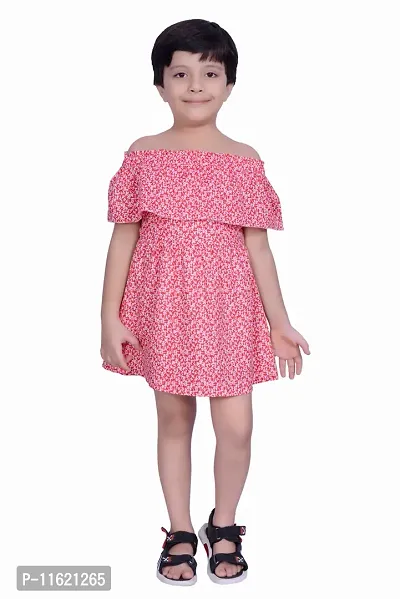 Girls Stylish Cotton Printed Fit And Flare Dress