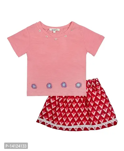 ShopperTree Solid Pink Clothing Set For Girl'S