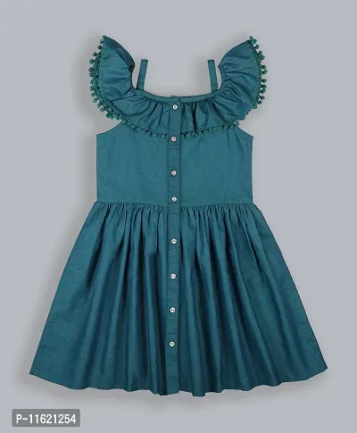 Girls Stylish Polyester Solid Fit And Flare Dress-thumb0