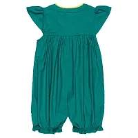 ShopperTree Pure Cotton Green Colour Thigh Length Romper for Girls-thumb1