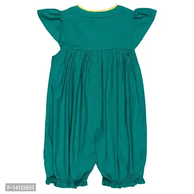 ShopperTree Pure Cotton Green Colour Thigh Length Romper for Girls-thumb2