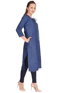 Shoppertree Blue Denim Kurta for Woman-thumb3