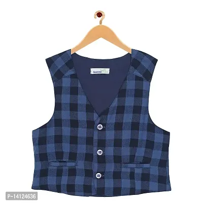 ShopperTree Blue Checkerd Waistcoat.-thumb0