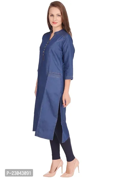 Shoppertree Blue Denim Kurta for Woman-thumb4