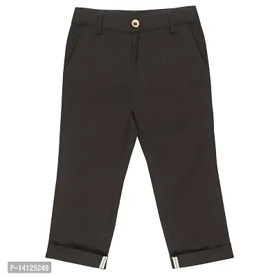 ShopperTree Cotton  Linen Dark Brown Colour Full Length Trouser for Boys