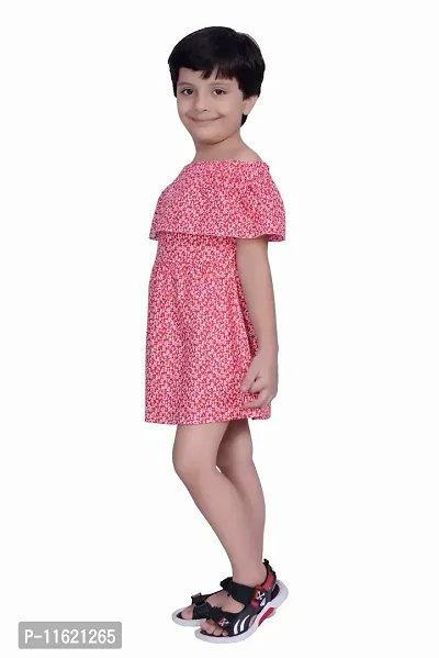 Girls Stylish Cotton Printed Fit And Flare Dress-thumb2