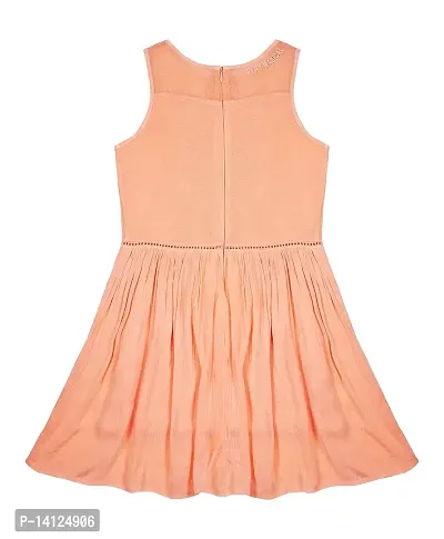 ShopperTree Peach emroiderd Dress for Girl's-thumb2