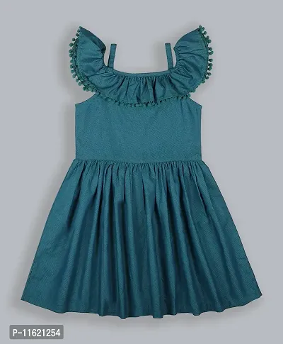 Girls Stylish Polyester Solid Fit And Flare Dress-thumb2