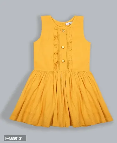 Yellow solid dress for girl's-thumb0