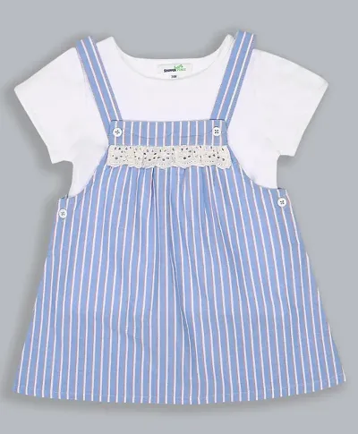 Trendy Embroidered Dungaree Set for Girl