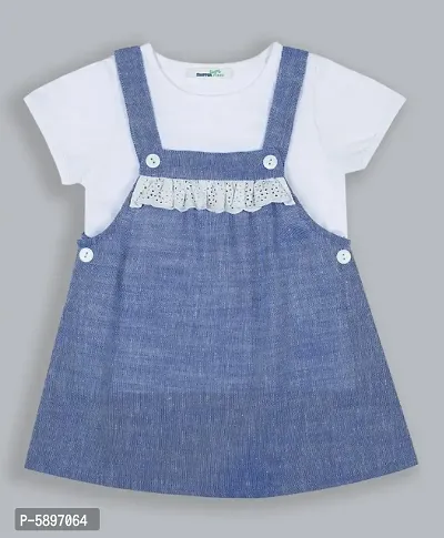 Trendy Polyester solid Dungaree set for girl-thumb0