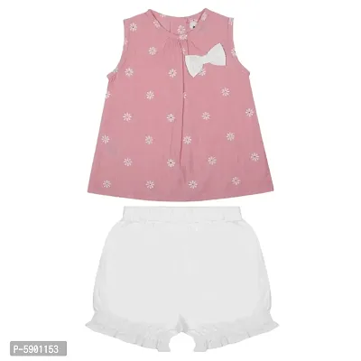 PEACH PRINTED CLOTHING SET FOR GIRL'S-thumb0