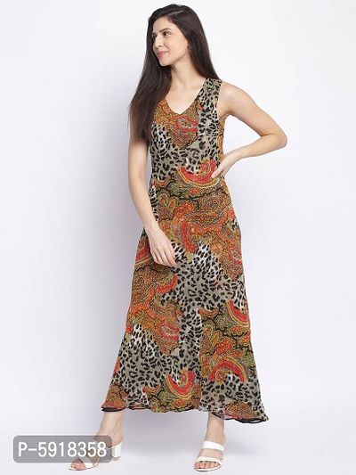 Trendy Attractive Georgette Maxi Length Fit And Flare Dress-thumb0