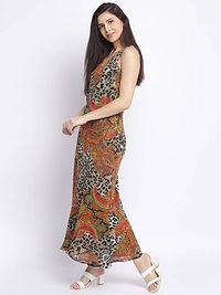 Trendy Attractive Georgette Maxi Length Fit And Flare Dress-thumb1