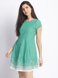Green printed dress for women's-thumb1