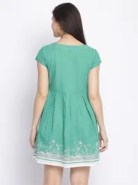 Green printed dress for women's-thumb3