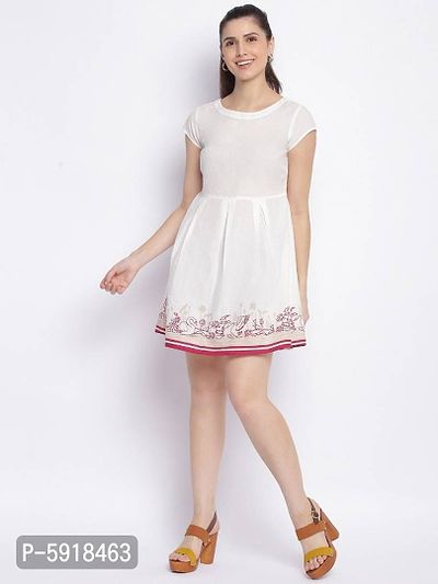 White printed dress for women's