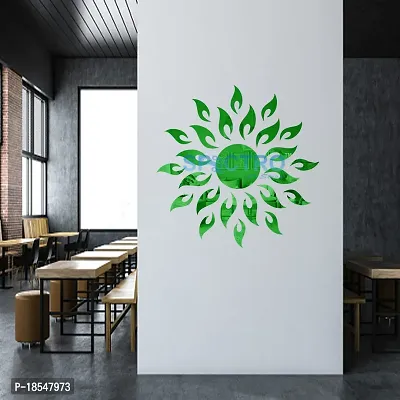 Spectro Sun (Large Size 2 Feet), Mirror Stickers for Wall, Acrylic Mirror Wall Decor Sticker, Wall Mirror Stickers, Wall Stickers for Hall Room, Bed Room, Kitchen. Color : Green-thumb2