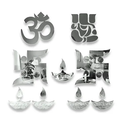 Spectro Ganesha Combo Mirror Stickers for Wall, Wall Mirror Stickers, Wall Stickers for Hall Room, Bed Room, Kitchen.