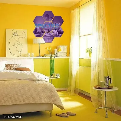 Spectro 7 Hexagon, Mirror Stickers for Wall, Hexagon Mirror Wall Stickers, Acrylic Mirror Wall Decor Sticker (Silver, Each Hexagon Size 121 Cm X 105-thumb4