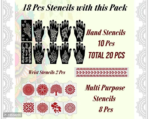 Ivana's Set of 20 Pcs Combo Pack, Reusable Henna Latest Mehandi Design Stencils for Girls, Women, Kids  Teen, D-2020-thumb4