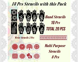 Ivana's Set of 20 Pcs Combo Pack, Reusable Mehandi Design Sticker Stencils for Both Hand | Mehandi Design Tatoo | Quick and Easy to Use, for Girls, Women, Kids  Teen, D-2238-thumb3