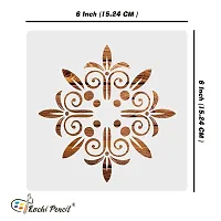 Kachi Pencil Mandala Art Rangoli Craft Stencil for Art and Painting, Size 6x6 inch Reusable Stencil for Painting, Fabric, Glass, Wall Painting, and Craft Painting-thumb4