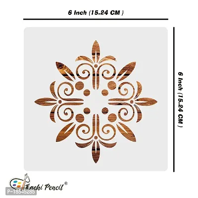 Kachi Pencil Mandala Art Rangoli Craft Stencil for Art and Painting, Size 6x6 inch Reusable Stencil for Painting, Fabric, Glass, Wall Painting, and Craft Painting-thumb5