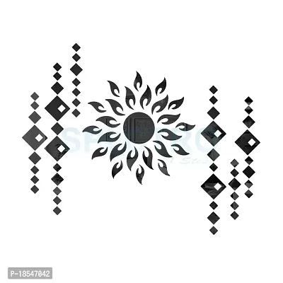 Spectro Sun with Diamond Shape Mirror Stickers for Wall, Acrylic Mirror Wall Decor Sticker, Wall Mirror Stickers, 3D Sticker Wall Stickers for Hall Room, Bed Room, Kitchen. Color : Black