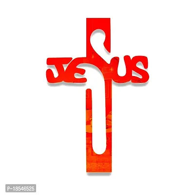 Spectro Jesus Cross (Pack of 1), Mirror Stickers for Wall, Acrylic Mirror Wall Decor Sticker, Wall Mirror Stickers, Acrylic Stickers, Wall Stickers for Hall Room, Bed Room, Kitchen. Color : Orange