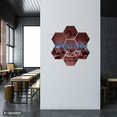 Spectro 7 Hexagon, Mirror Stickers for Wall, Hexagon Mirror Wall Stickers, Acrylic Mirror Wall Decor Sticker (Silver, Each Hexagon Size 121 Cm X 105-thumb2