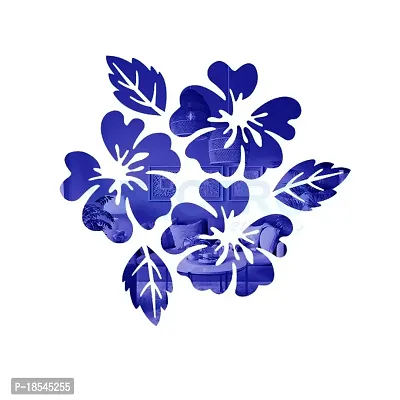 Spectro Flower  Leaf (Pack of 6), Mirror Stickers for Wall, Acrylic Mirror Wall Decor Sticker, 3D Wall Mirror Stickers, Wall Stickers for Hall Room, Bed Room, Kitchen. Color : Blue