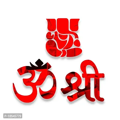 Spectro - Om Shree Ganesh Stickers Acrylic 3D Home Decoration Wall Stickers, Mirror Stickers for Wall Color : Red-thumb0