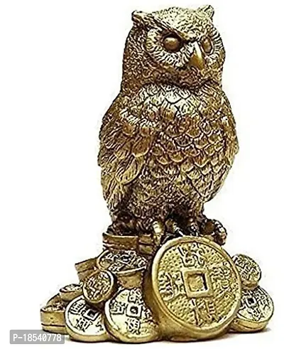 DEQUERA Feng Shui Owl for Money and Wisdom Showpiece - 10 cm